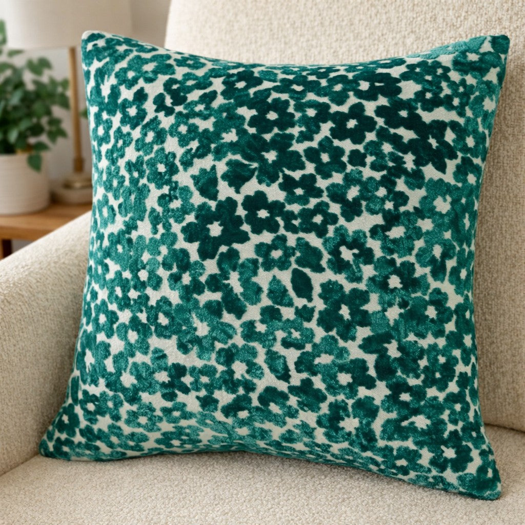 Ditsy Velvet - Teal Cushion 43x43cm