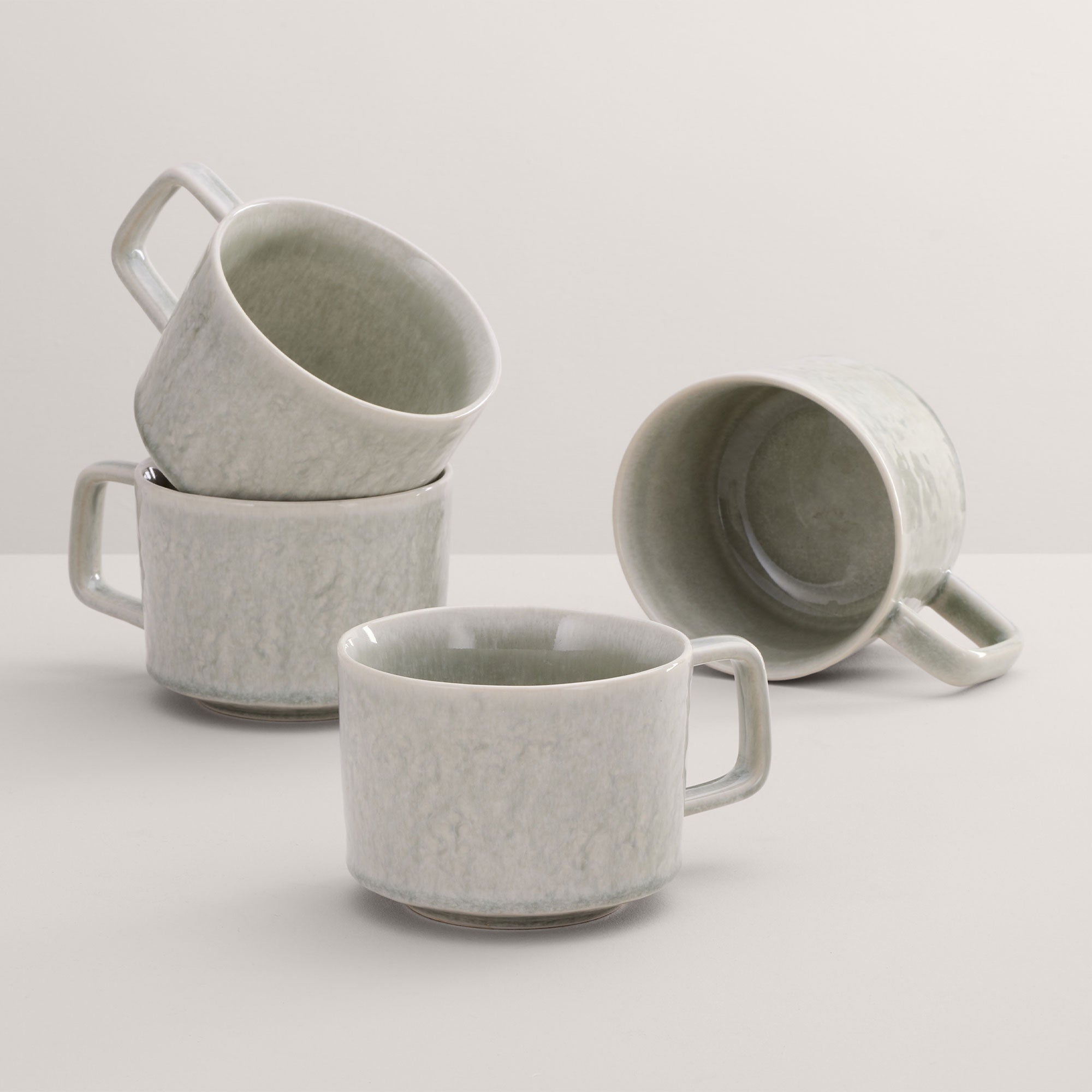 Bantham Sage Green Stoneware - Large Mugs, Set of 4