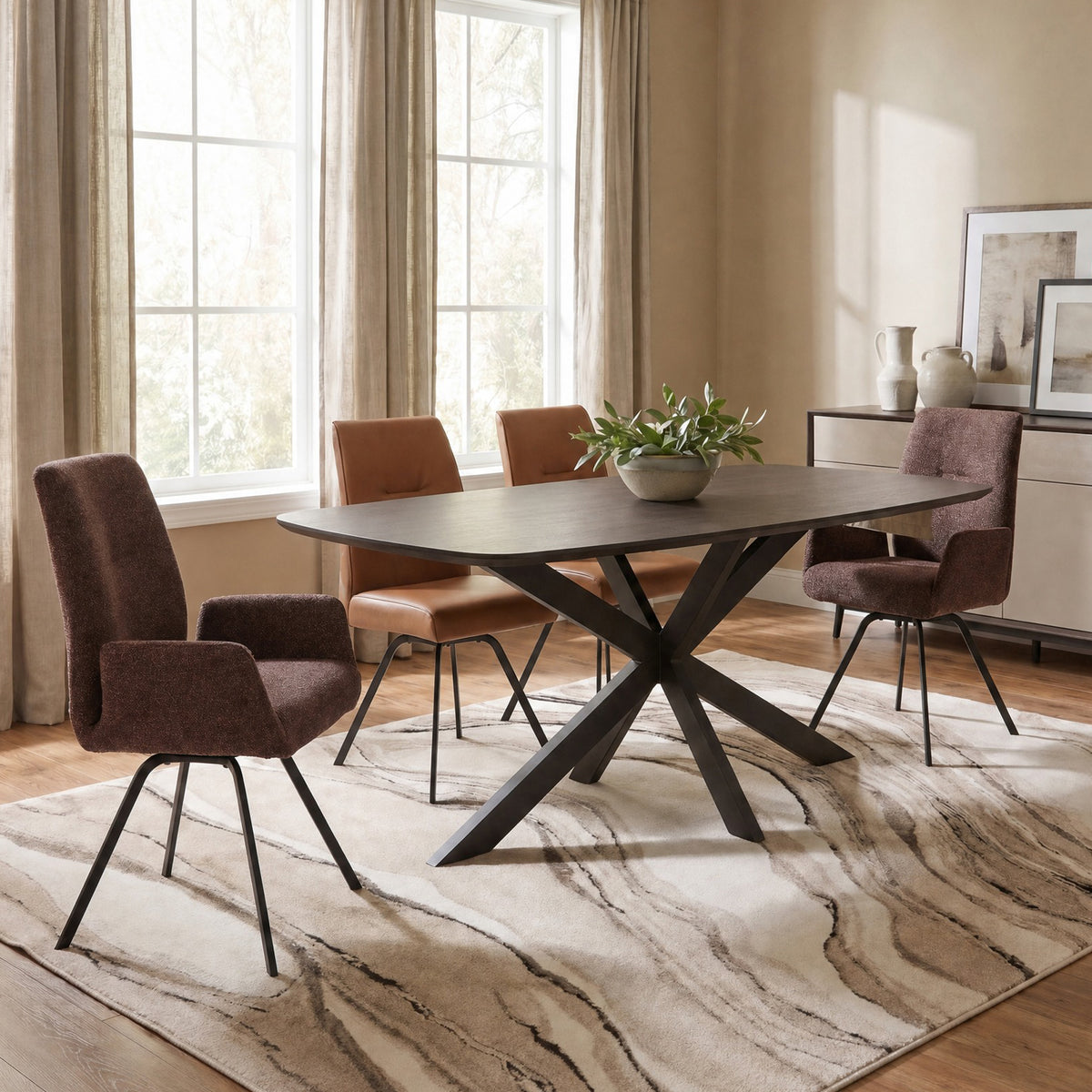 Vardi - Laminate Top Table in Terazzo Bronze