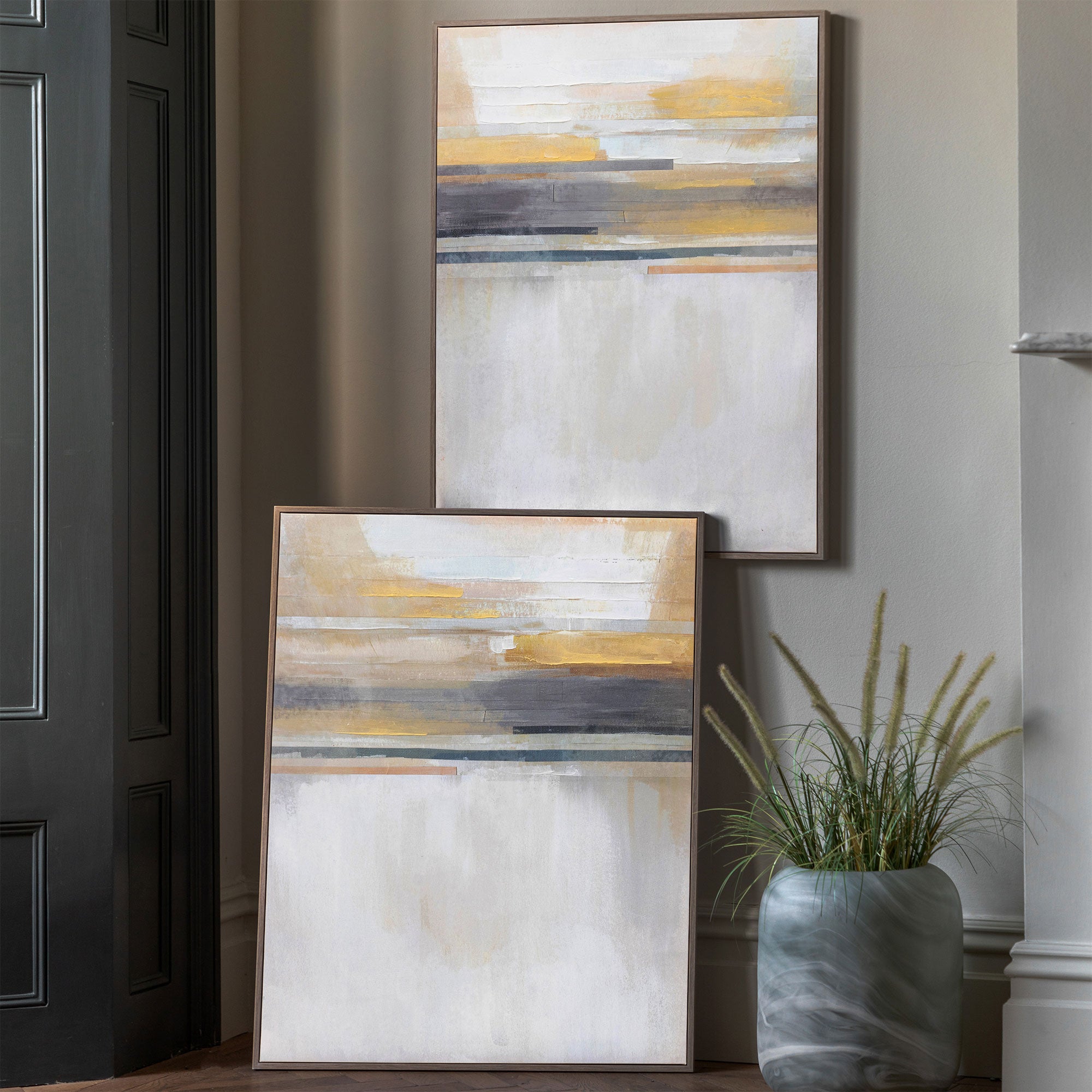 Modern Sunset - Framed Canvas Wall Art, Set of 2