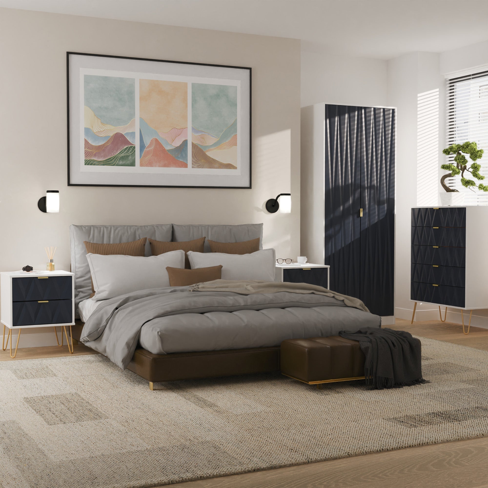 Jewel - 2 Drawer Bedside Table