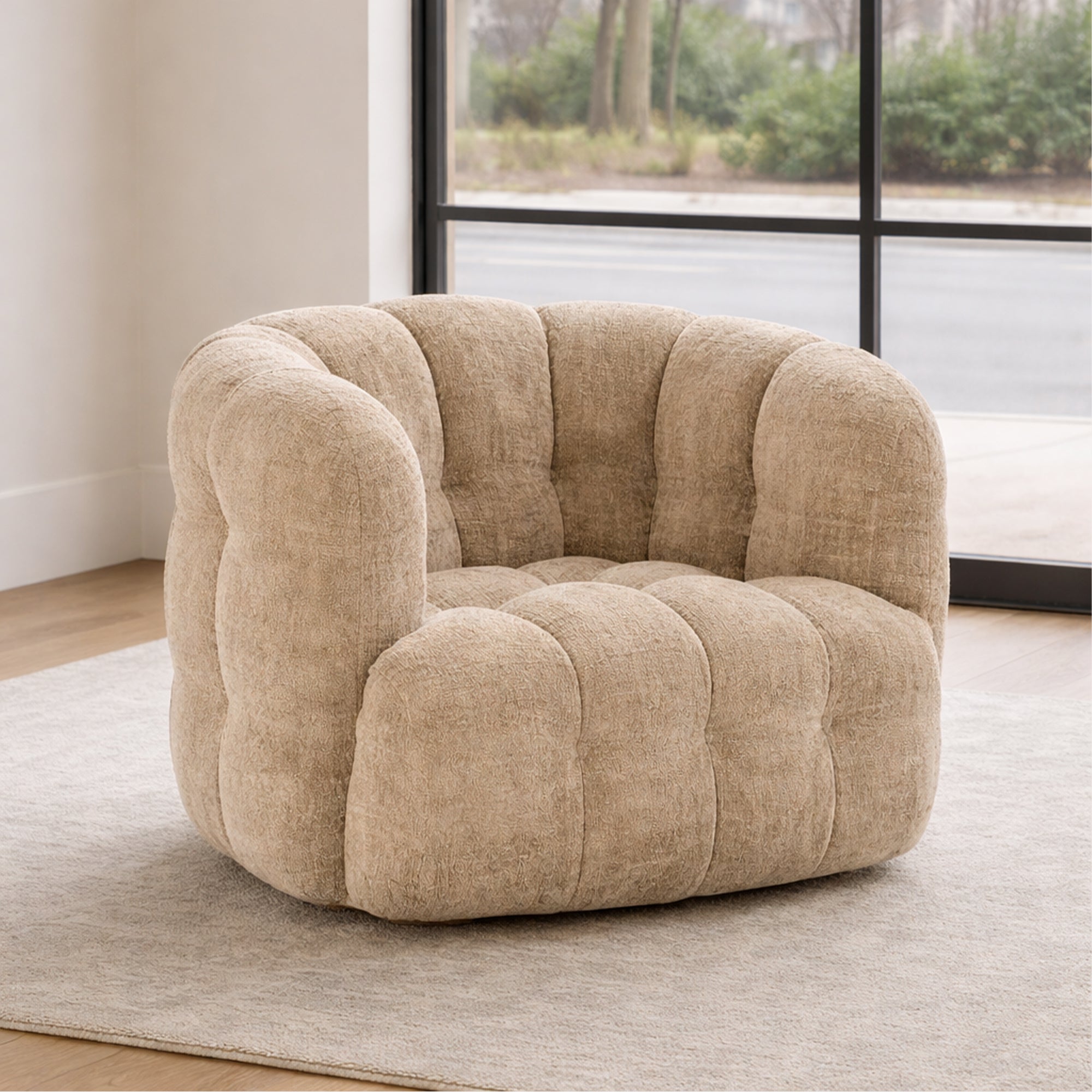 Amsterdam - Swivel Accent Chair In Natural Fabric