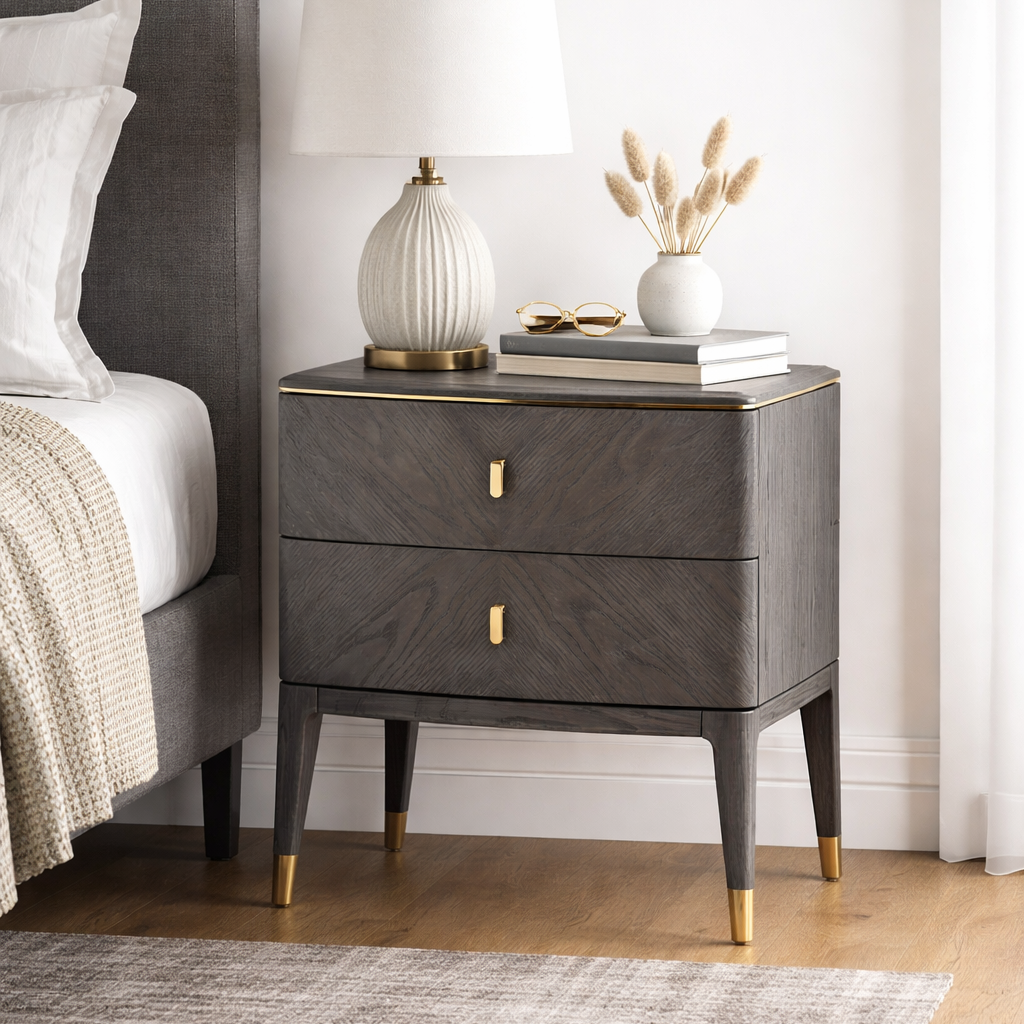 Dynasty Ebony - 2 Drawer Bedside Table