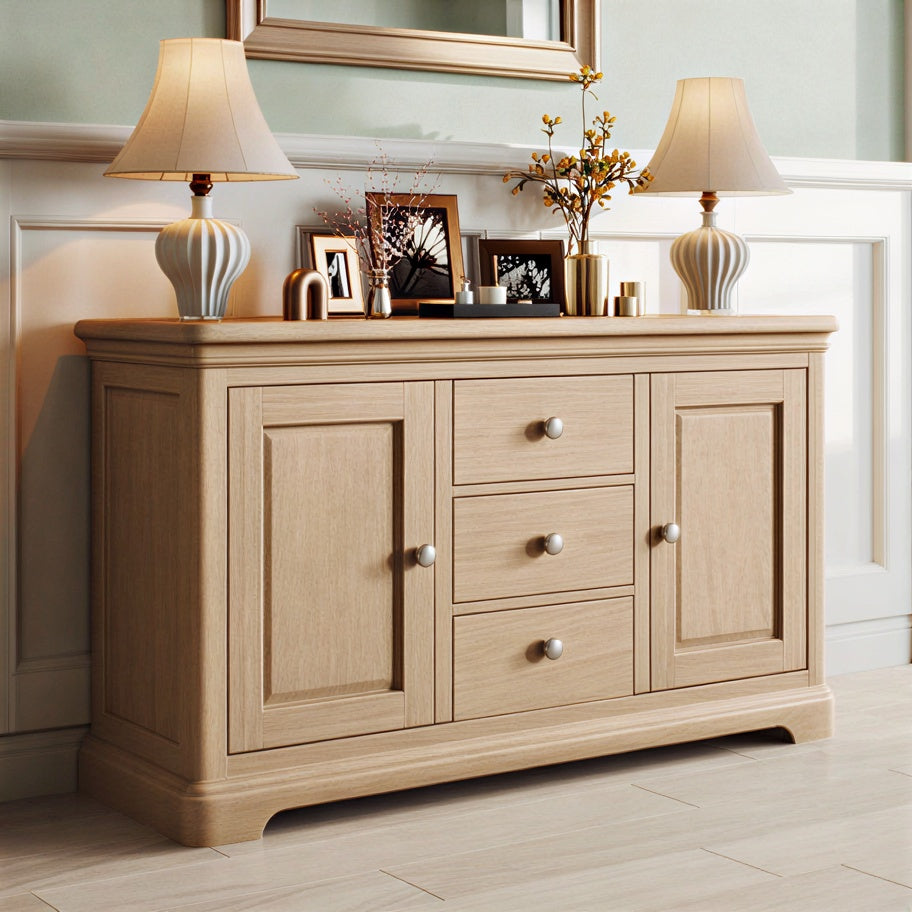 Sidmouth Oak - 2 Door Sideboard With Drawers, Large