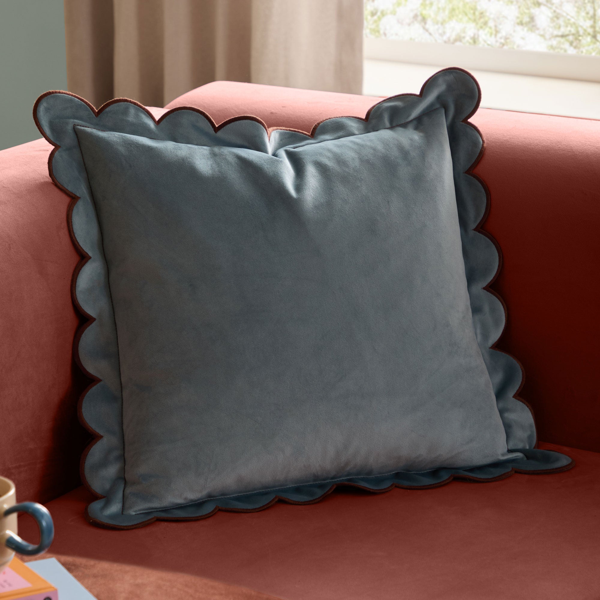 Scallop Velvet - Blue Cushion 45x45cm