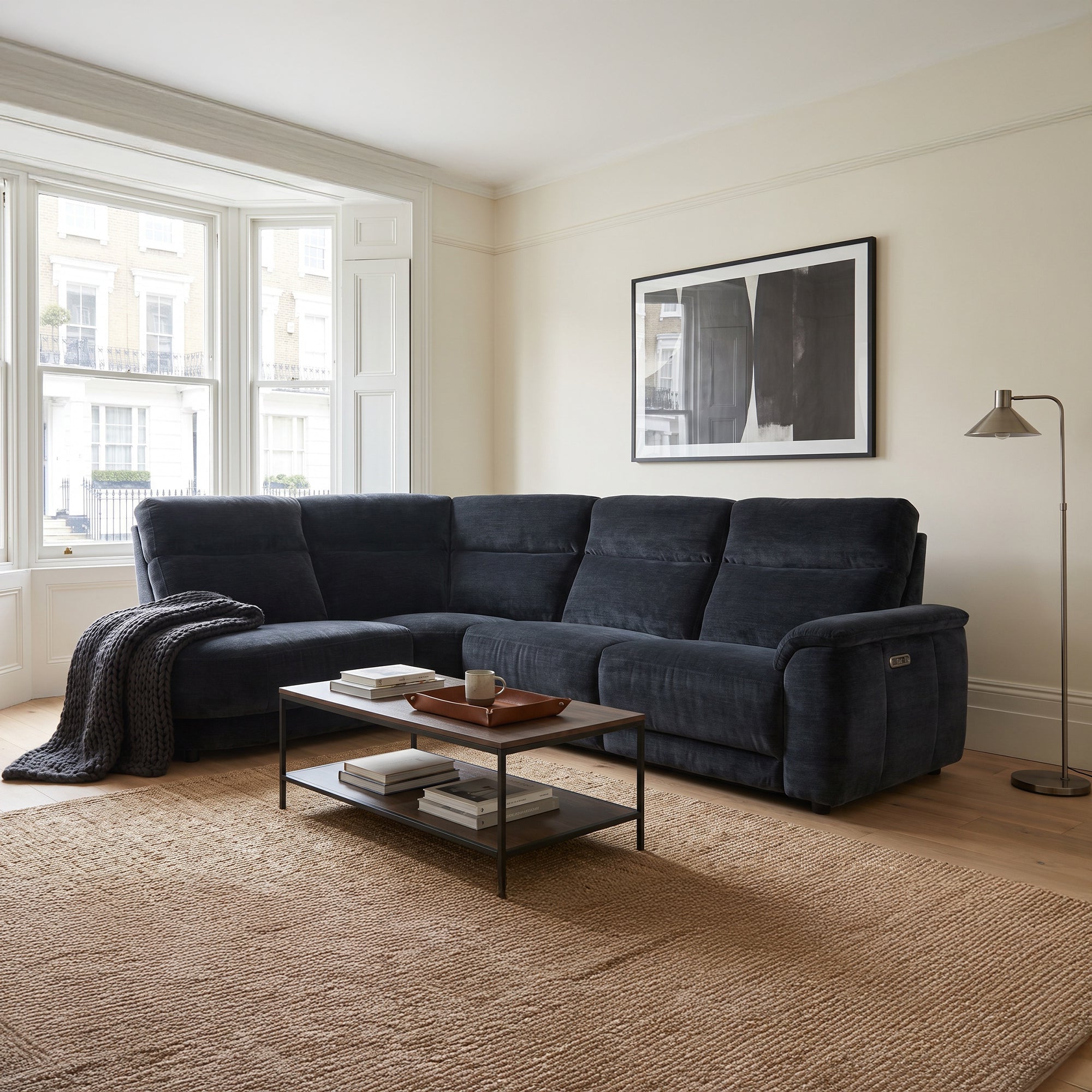 Chelsea - LHF Power Recliner Corner Sofa, Mayfair Midnight Fabric