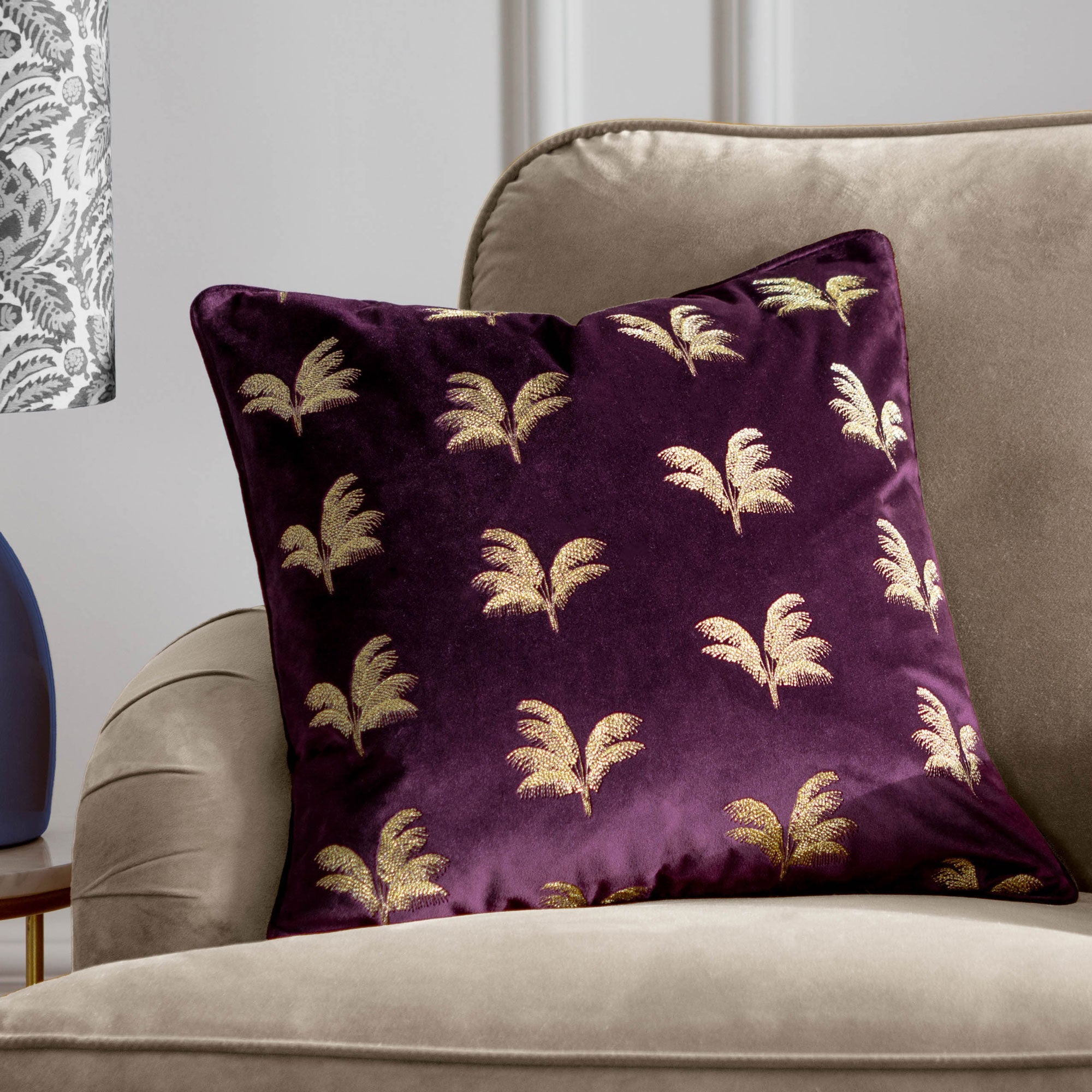 Guilded Palms - Plum Cushion 45x45cm