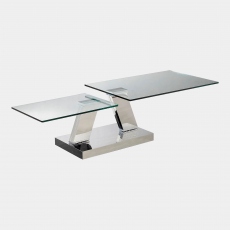Column - Swivel Coffee Table In Toughened glass & Polished Stainless Steel Base
