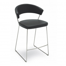 Connubia Calligaris New York - Stool In Leather & P77 Chromed Frame