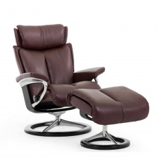 Stressless Magic - Chair & Stool With Signature Base In Leather