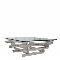 Trento - Square Coffee Table In Clear Glass & Stainless Steel Frame
