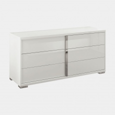 6 Drawer Dresser In White High Gloss - Selina
