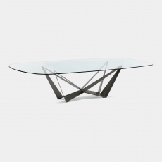 Shaped Dining Table In Clear Glass & Graphite Base - Cattelan Italia Skorpio