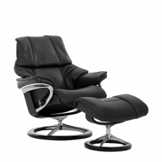 Stressless Reno - Chair & Stool With Signature Base In Leather