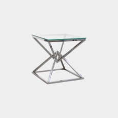 Rhombus - End Table In Clear Glass & Stainless Steel Frame