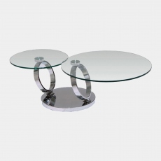 Swivel Coffee Table In Clear Glass & Chrome Base - Eternity