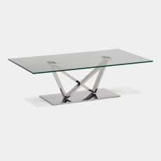 Sirocco - Coffee Table In Clear Toughened Glass & Polished Stainless Steel Base