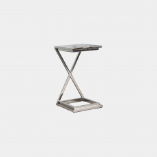 Trento - Side Table In Clear Glass & Stainless Steel Frame