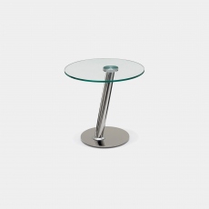 Monet - Lamp Table In Clear Glass & Polished Stainless Steel Frame