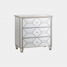 3 Drawer Chest In Mirrored Facia - Ruby