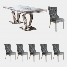 Missano - 200cm Dining Table & 6 Metropole Chairs In Grey