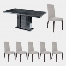 Extending Dining Table & 6 Chairs In PU - Antibes