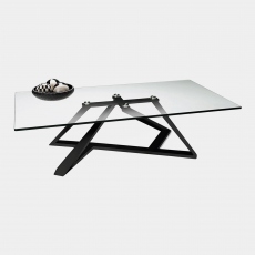 Leo - Coffee Table In Glass & Black Metal Frame