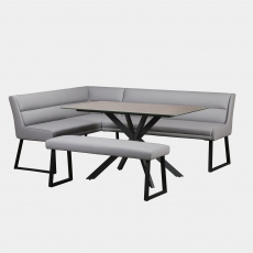 Jessica - RHF Corner Bench Set & 135cm Dining Table In Taupe Ceramic
