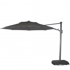 St Tropez - 3.3m Round Parasol in Grey With LED Lights Including Cover With Sand & Water Base