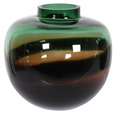 Squat Vase - Dark Green & Black