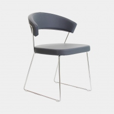 Connubia Calligaris New York - Dining Chair In Leather & P77 Chrome Leg
