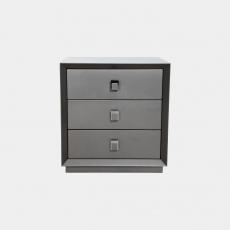 Charente - 3 Drawer Bedside Table In Dark Grey High Gloss Finish