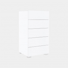 5 Drawer Tall Chest In White High Gloss Finish - Alice
