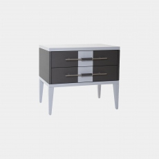 Giorgio - 2 Drawer Wide Bedside Table In Oak & Lacquer