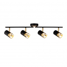 Spencer - Black & Gold 4 Spotlight Bar Ceiling Light