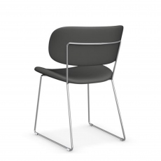 Dining Chair In Skuba Taupe Leather & Metal Stained Chromed Frame - Calligaris Claire M