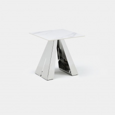 Malaga - Lamp Table With Matt White Ceramic Top