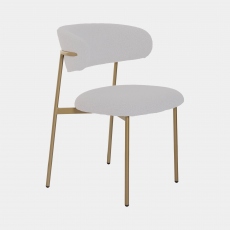 Maldives - Dining Chair In White Fabric With Gold Legs