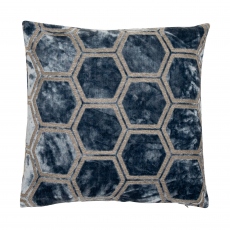 Ivor - Blue Cut Velvet Cushion