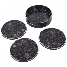 Laura Ashley Louise - Set of 4 Floral Print Coasters In Holder