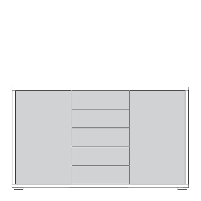 141cm 2 Door 5 Drawer Combi Dresser - Delano