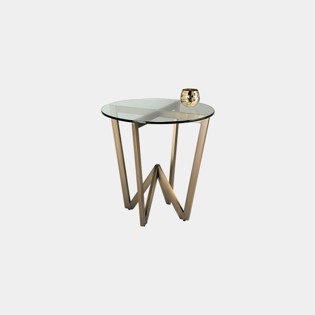 Side Table In Tempered Glass & Stainless Steel Bronzed Frame - Reflex