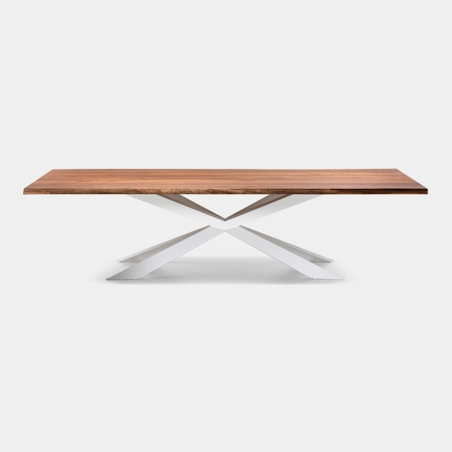 Dining Table In Wood Walnut Canaletto & Stainless Steel Base - Cattelan Italia Spyder