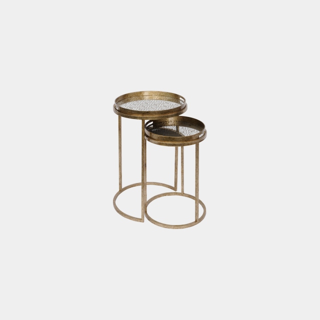 Set Of 2 Side Tables In Diamond Patterned Glass - Danube