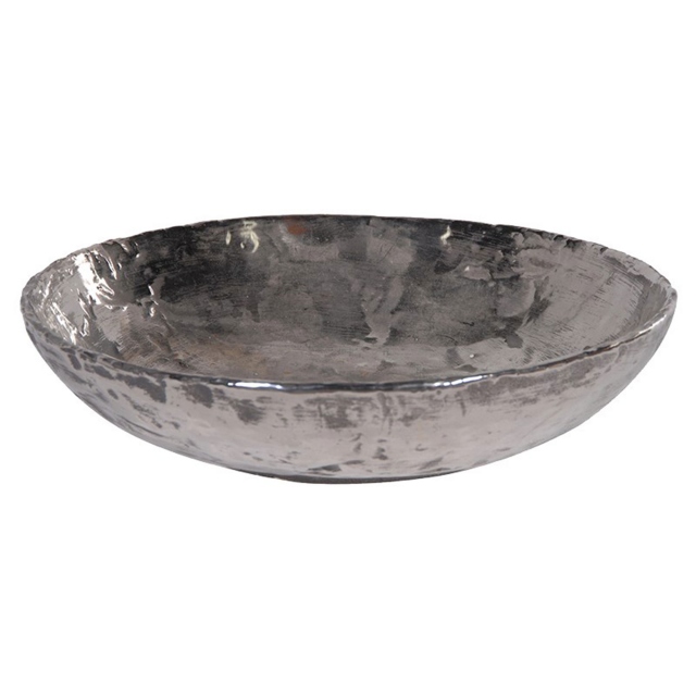 Ceramic Silver Shallow Bowl