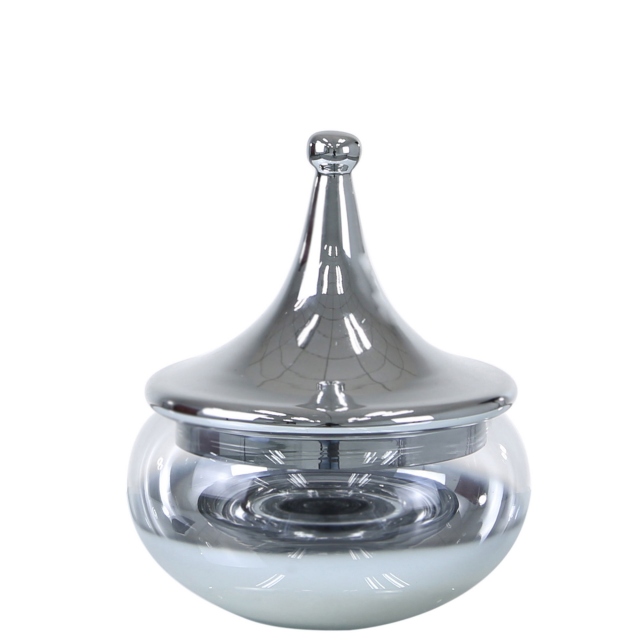 Silver Glass Vase with Lid - Finial