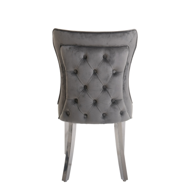 Dining Chair In Grey Velvet - Alexis