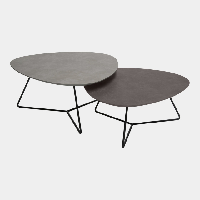 Set Of 2 Coffee Tables In Bronze & Concrete Ceramic Effect - Stratus