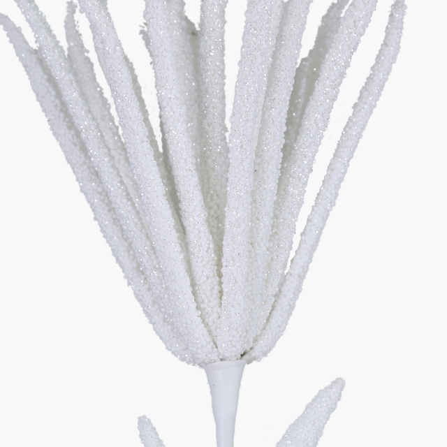 White And Glitter Stem - Spiky Faux