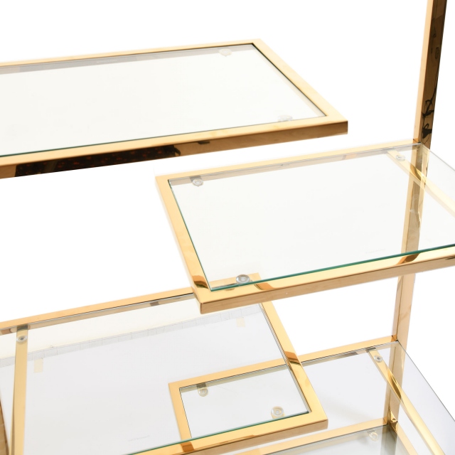 Display Cabinet In Clear Glass & Gold Steel Frame - Auric